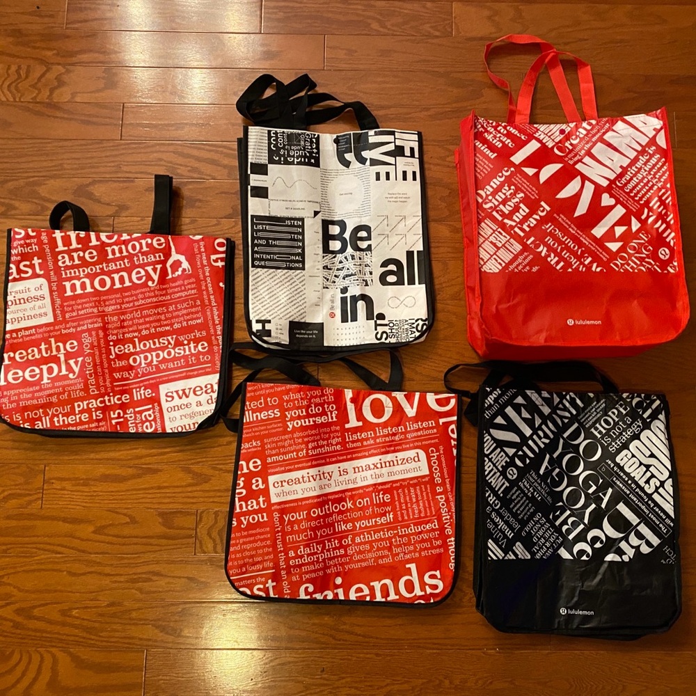 lululemon Large Reusable Tote Bags lot of 5